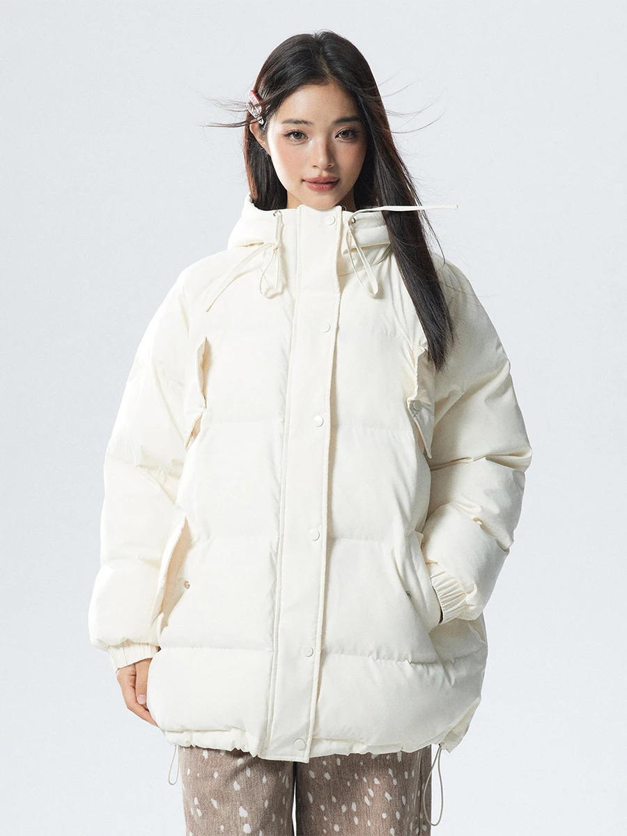 

Nextn Thiened Long Sve Women's Cotton Jaet Warm Bread Sle Loose Fit Winter Coat Double Color Medium Length