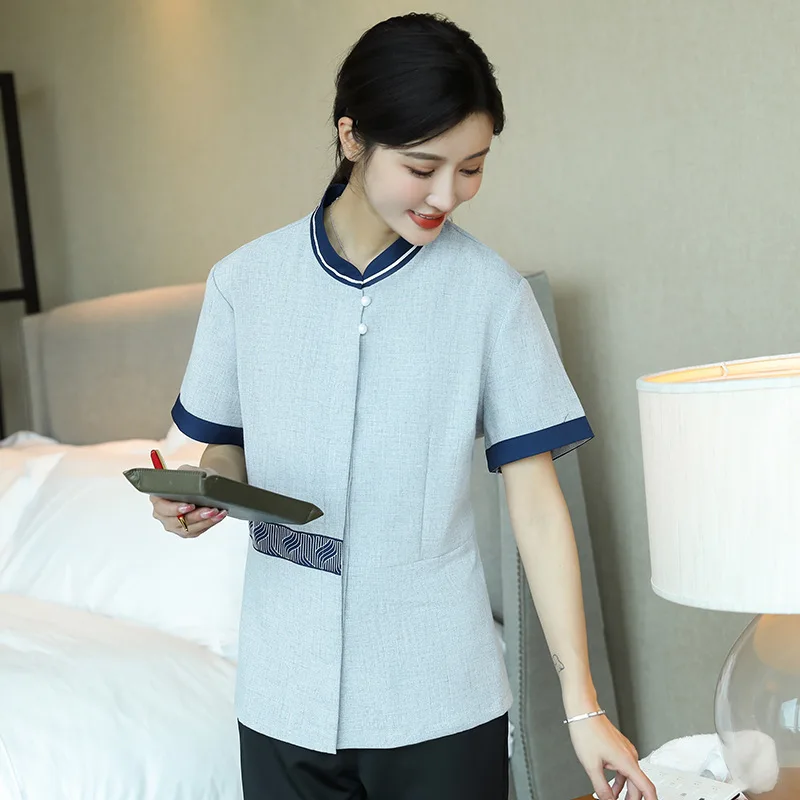 Cleaning Work Clothes Women's Short-Sleeved Summer Hotel Room Housekeeping Cleaner Aunt Property Cleaning Service Uniform Workwe