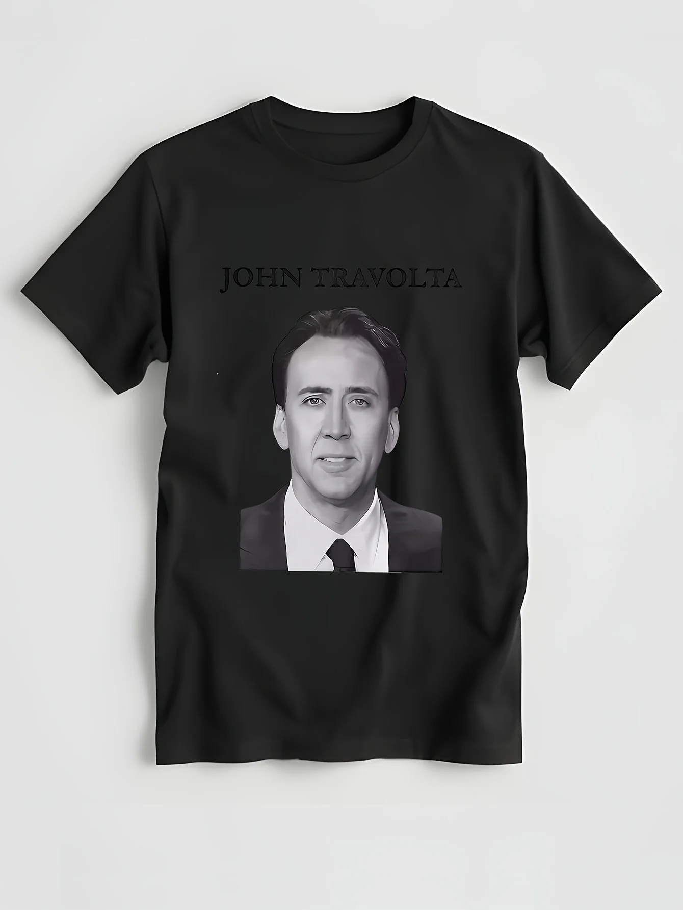 Nicolas Cage John Travolta Face Off Men Black Men's T Shirts Novelty Tees Classic Crew Neck T-Shirt 100% Cotton Clothes