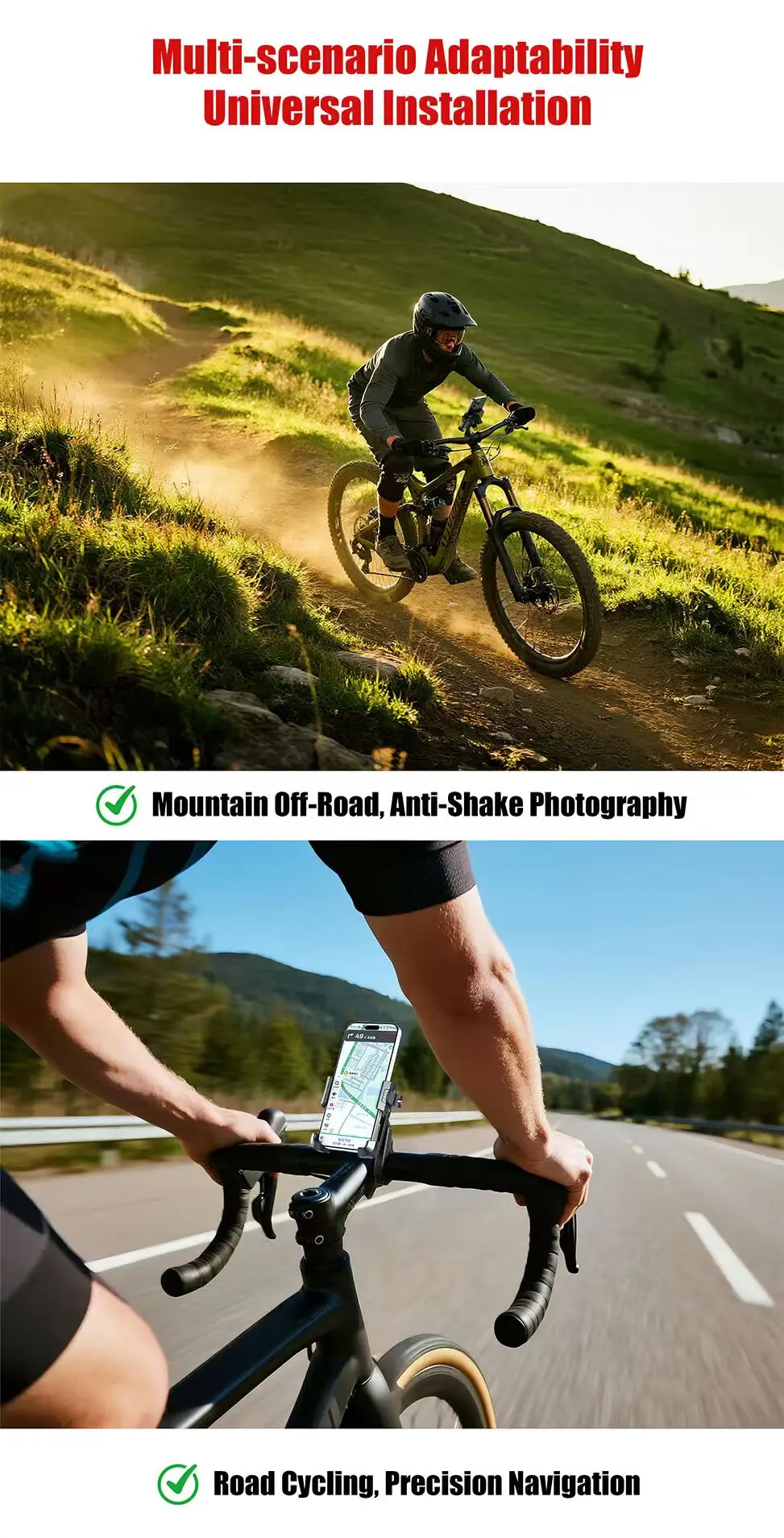 Easydo Aluminium-Fahrrad-Handyhalterung E-Bike-Lenker-Handyhalterung Anti-Vibrations-Fahrradstiel-Handyhalterung für BikeLight Gopro – Detail 13