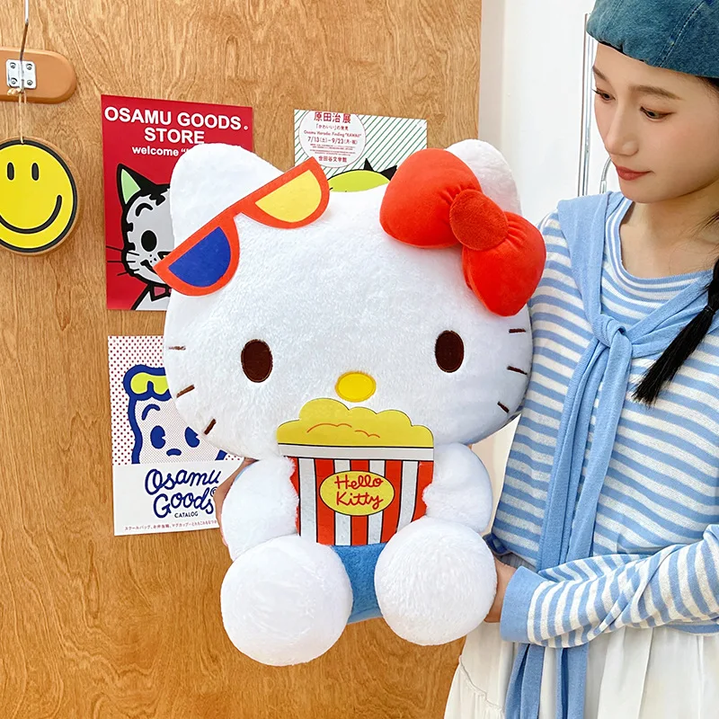 

new 50cm Sanrio Large size Popcorn KT Cat Plush Toy Doll Cute Soft Stuffed Animal for Kids Birthday gift Wholesale Bulk Order