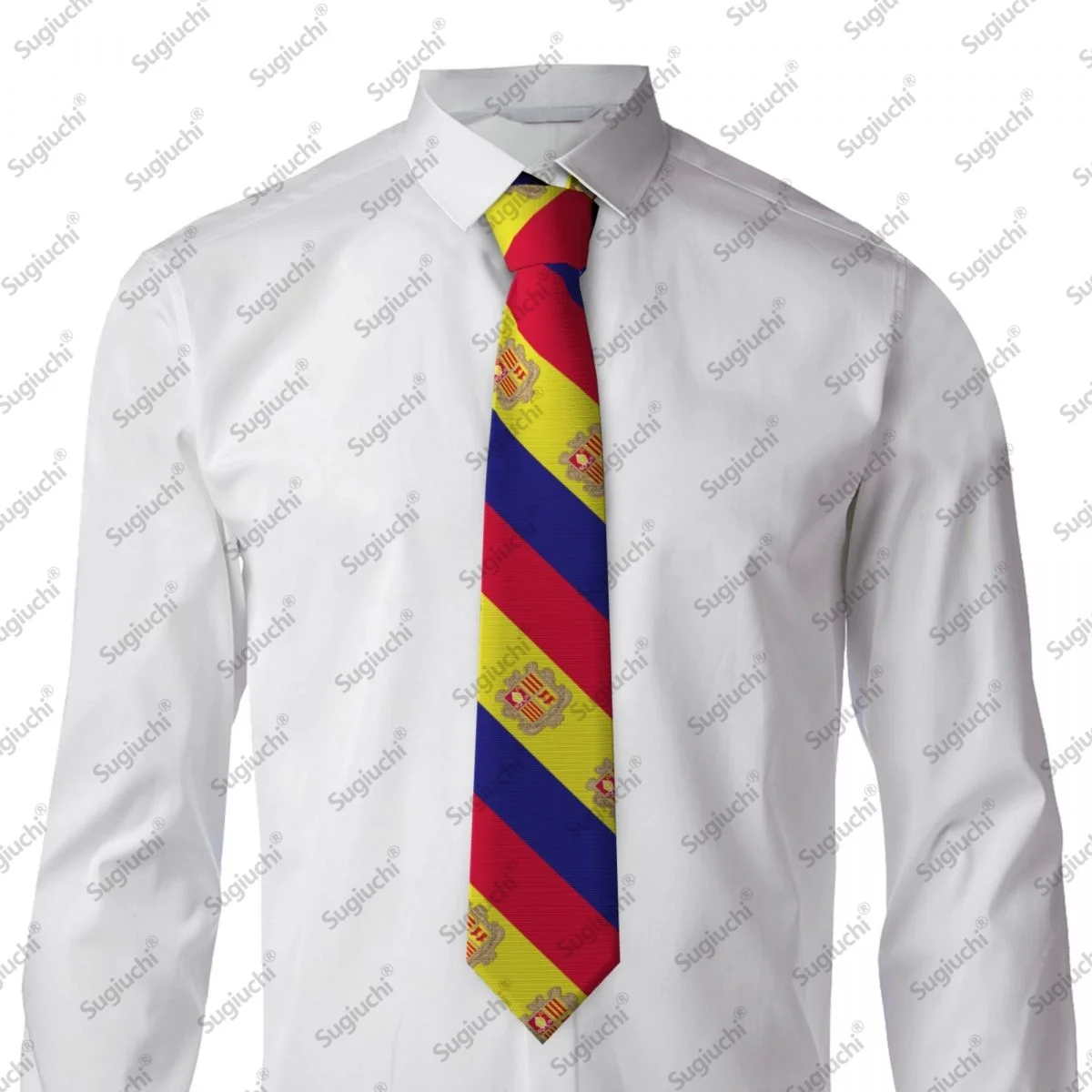 2026 أندورا العلم حفل زفاف ربطات العنق للرجال النساء عادية منقوشة التعادل الدعاوى سليم ربطة العنق Gravatas للهدايا #3