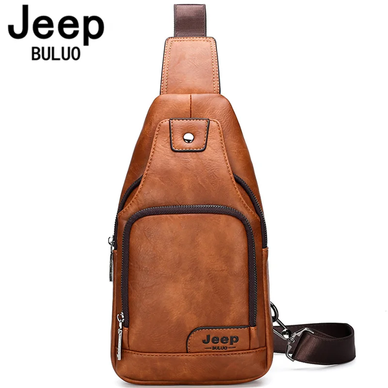 JEEP BULUO Crossbody Bags Men Fashion Casual Chest Pack Short Trip Messengers Chest Bag Water Repellent crossbody bag Male Young