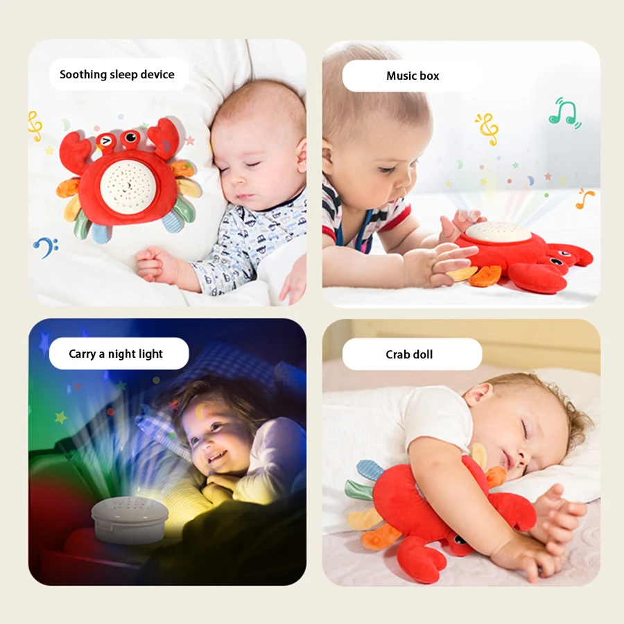 Plüsch Spielzeug Puppe Anhänger Musik Projektion Krabbe Baby beruhigende Babys pielzeug 0-6 Monate Neugeborenen Geschenk