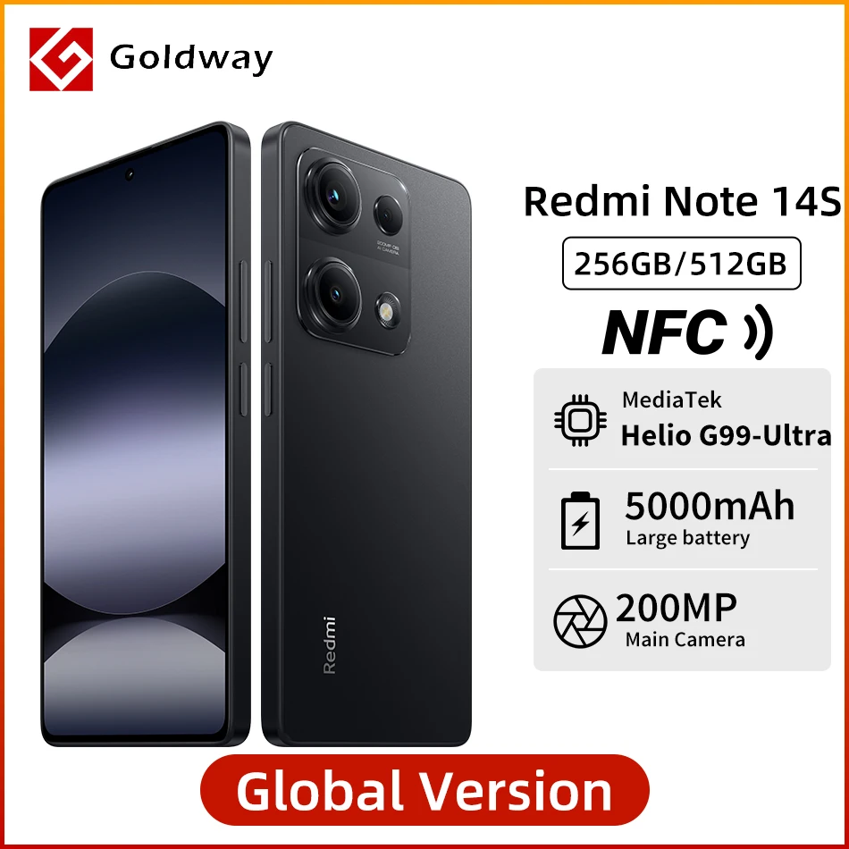 Xiaomi Redmi Note 14S Global Version NFC 200MP Camera 5000mAh 67W HyperCharge MTK Helio G99-Ultra 6.67" 120Hz AMOLED Display