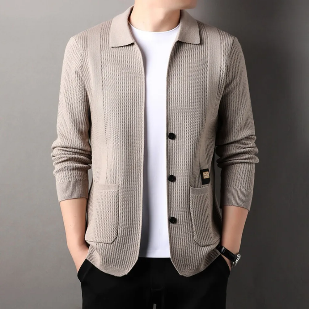 High Quality Men\'s Knitted Cardigan Business Casual Comfortable and Versatile  Suits