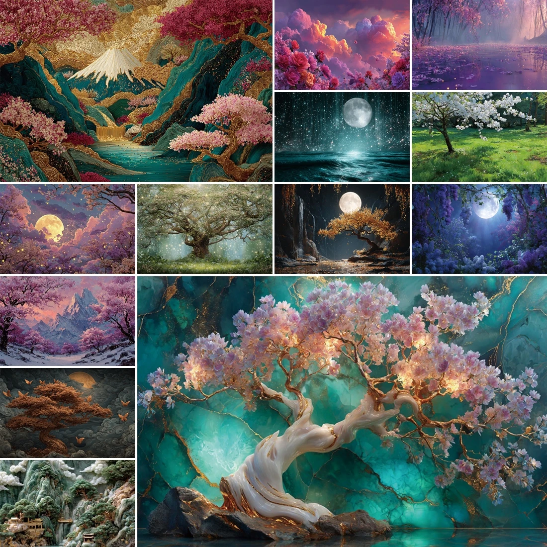 

MOON.QG Ethereal Landscape Photo Background Colorful Mountain Waterfall Waterfall Backdrops For Photography Children Party Decor