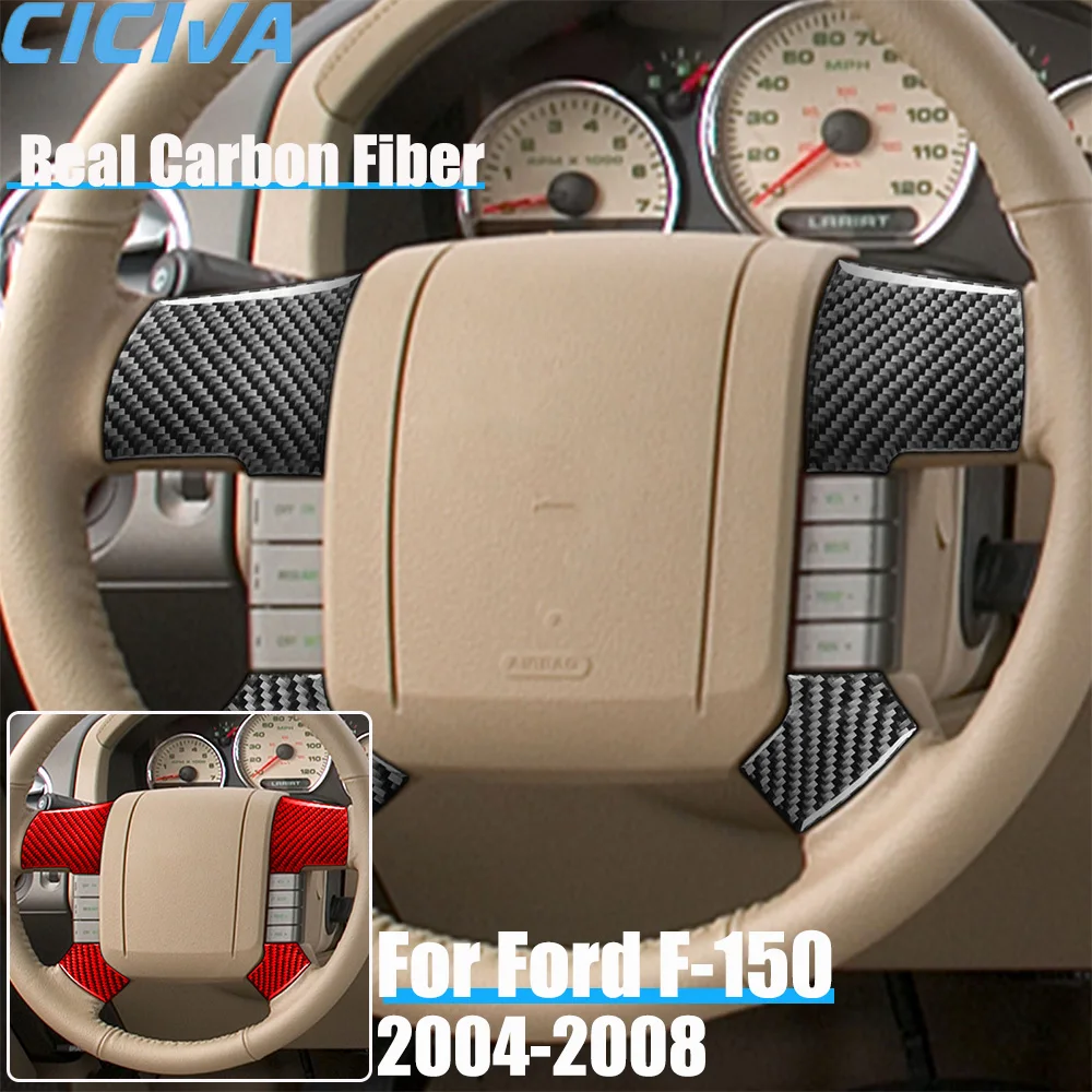 

Real Carbon Fiber Car Accessories Steering Wheel Panel Trim Cover Soft Sticker For Ford F150 FX4 2004 2005 2006 2007 2008