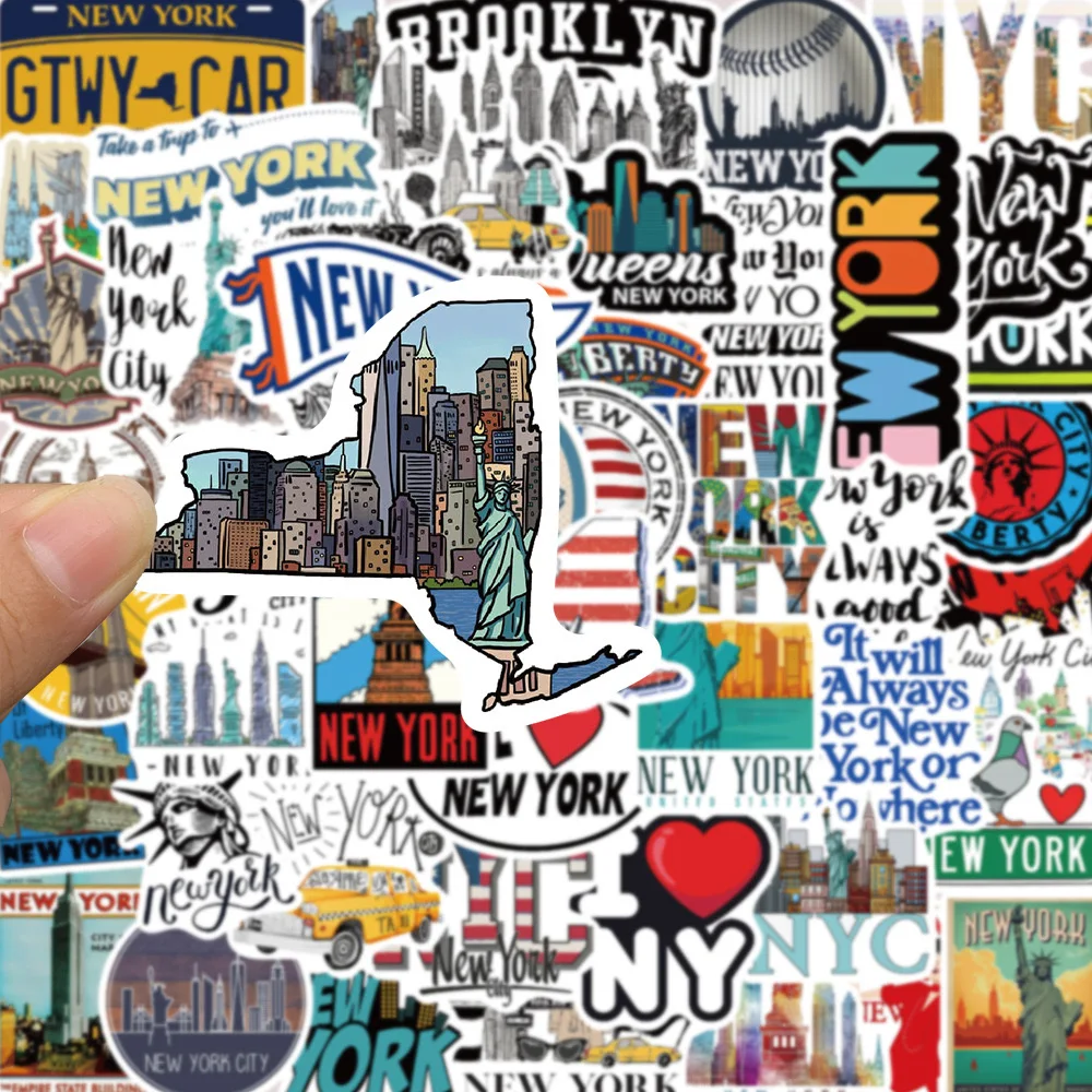 10/50PCS Cute New York City Stickers Waterproof Statue of Liberty Decals DIY Phone Guitar Bottle Travel Luggage Laptop Sticker