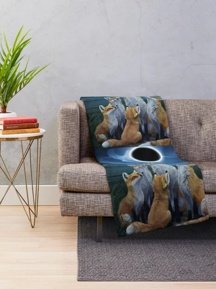 Fox Portrait. total solar eclipse, celestial event Throw Blanket Loose Comforter Sleeping Bag Blankets