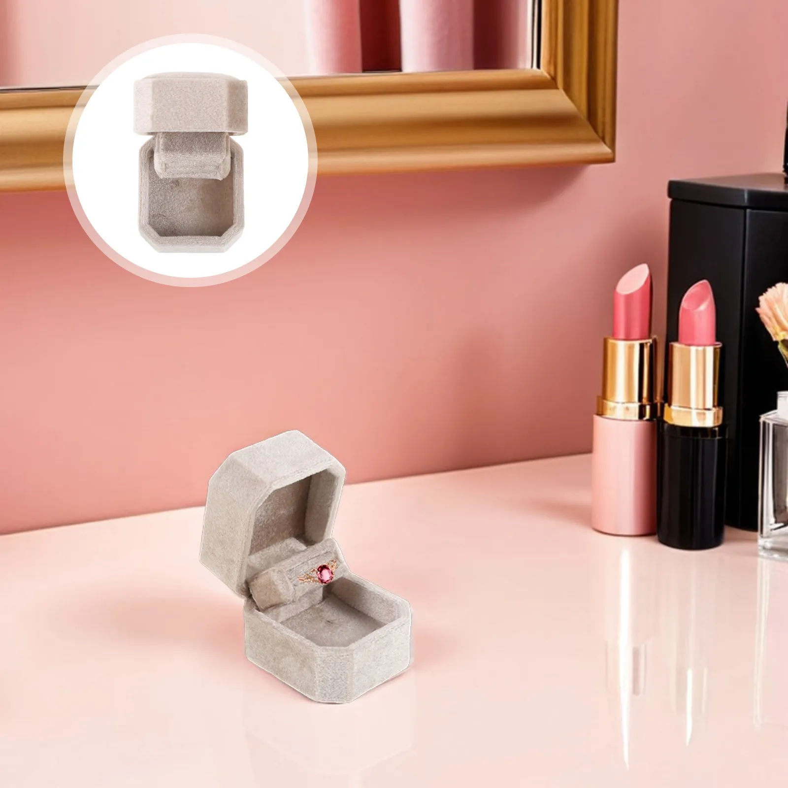 

Элегантная шкатулка для колец с двойным открытием, футляр для демонстрации ювелирных украшений для предложения руки и сердца, свадьбы, помолвки, годовщины