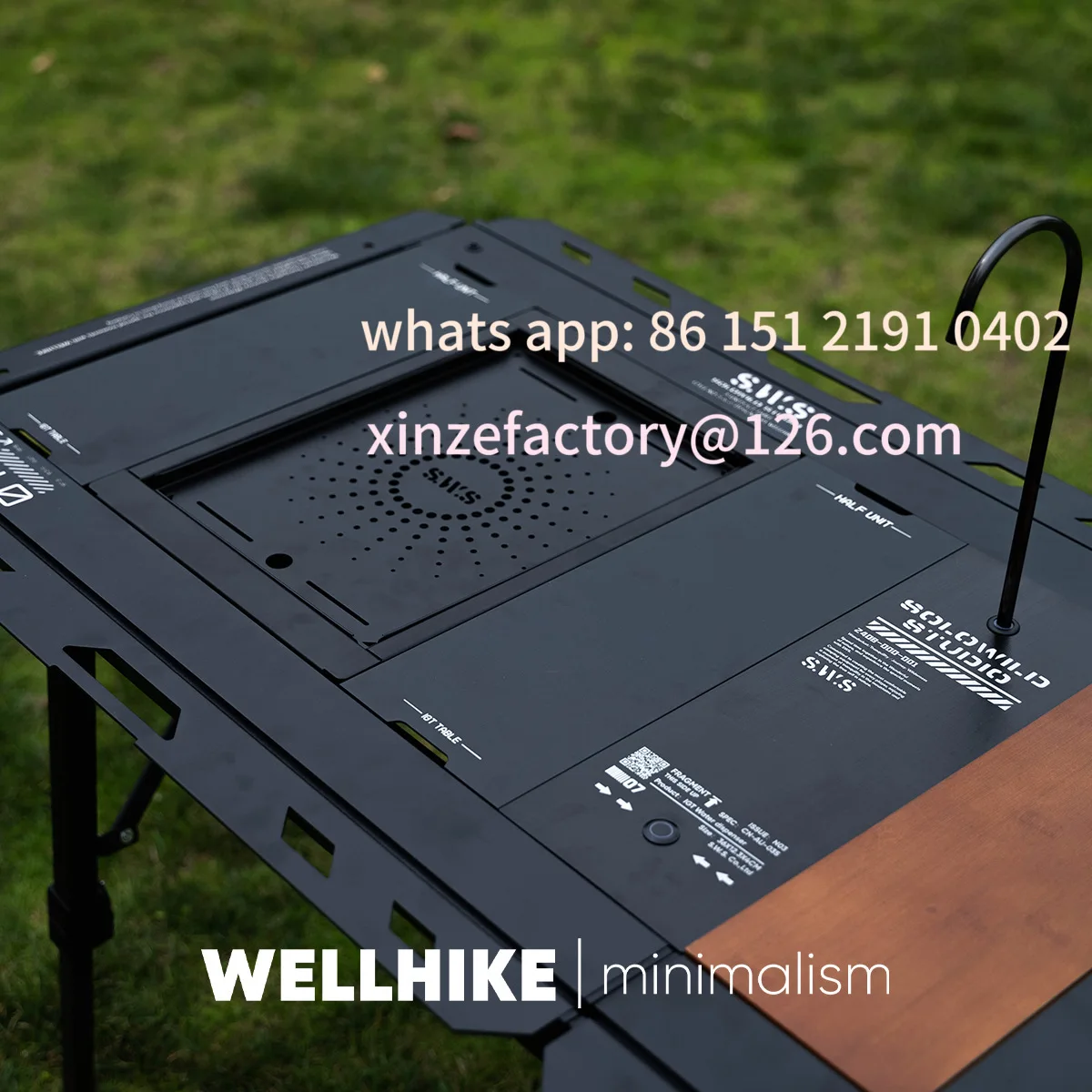 Tavolo IGT combinato multifunzionale pieghevole di sollevamento personalizzabile Tavolo portatile per barbecue da campeggio con annerimento a cinque unità