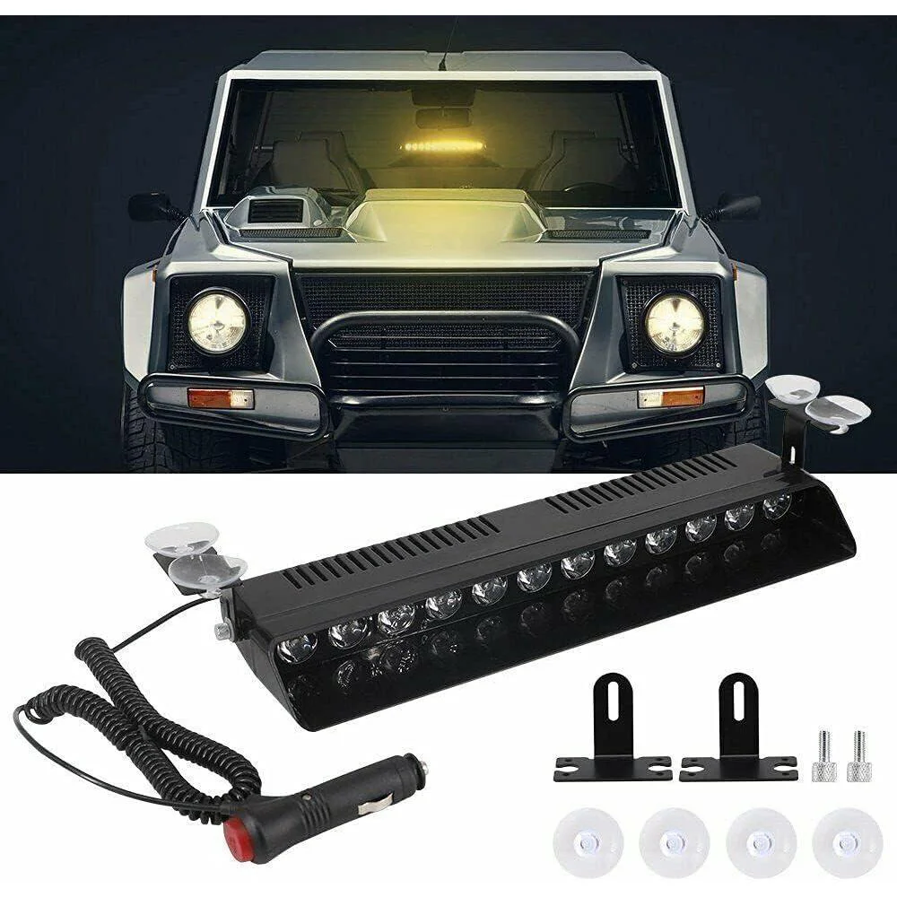 12V LED Car Trailer Traffic Warning Lamp Fog Strobe Flash Emergency Light Suction Cup Amber For Truck RV Camper Van Lorry