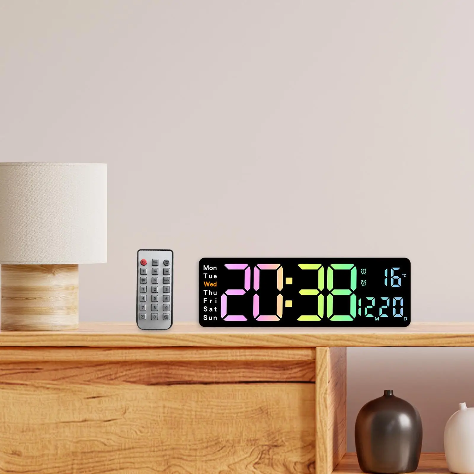 

Digital Wall Clock Modern Electronic Clock Mute Adjustable Brightness Alarm