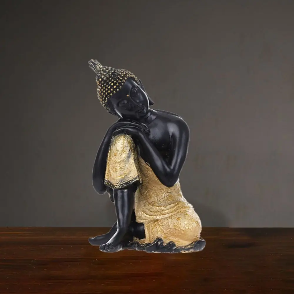 

Creative Unique Design Resin Buddha Ornament Painted Handmade Sleeping Buddha Statue Asian Style Sitting Buddha Ornament Desk