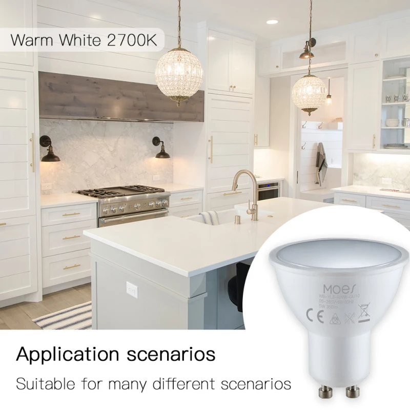 Tuya WiFi Smart LED GU10 Bulbs RGBW C+W White 5W Dimmable Lamps Smart Home Control Work With Alexa Google Home Yandex Alice