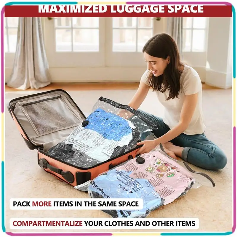 B13C Portable Electric Pump& 8 Small Packing Seal Bags- Travel Vacuum Bags For Luggage, Ideal For Clothing Suitcase Backpack