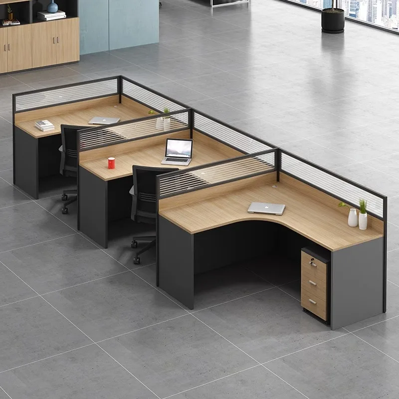

Staff Screen Desk Simple Staff Office Computer Table and Chair Combination Partition Workstation Financial Work Desk