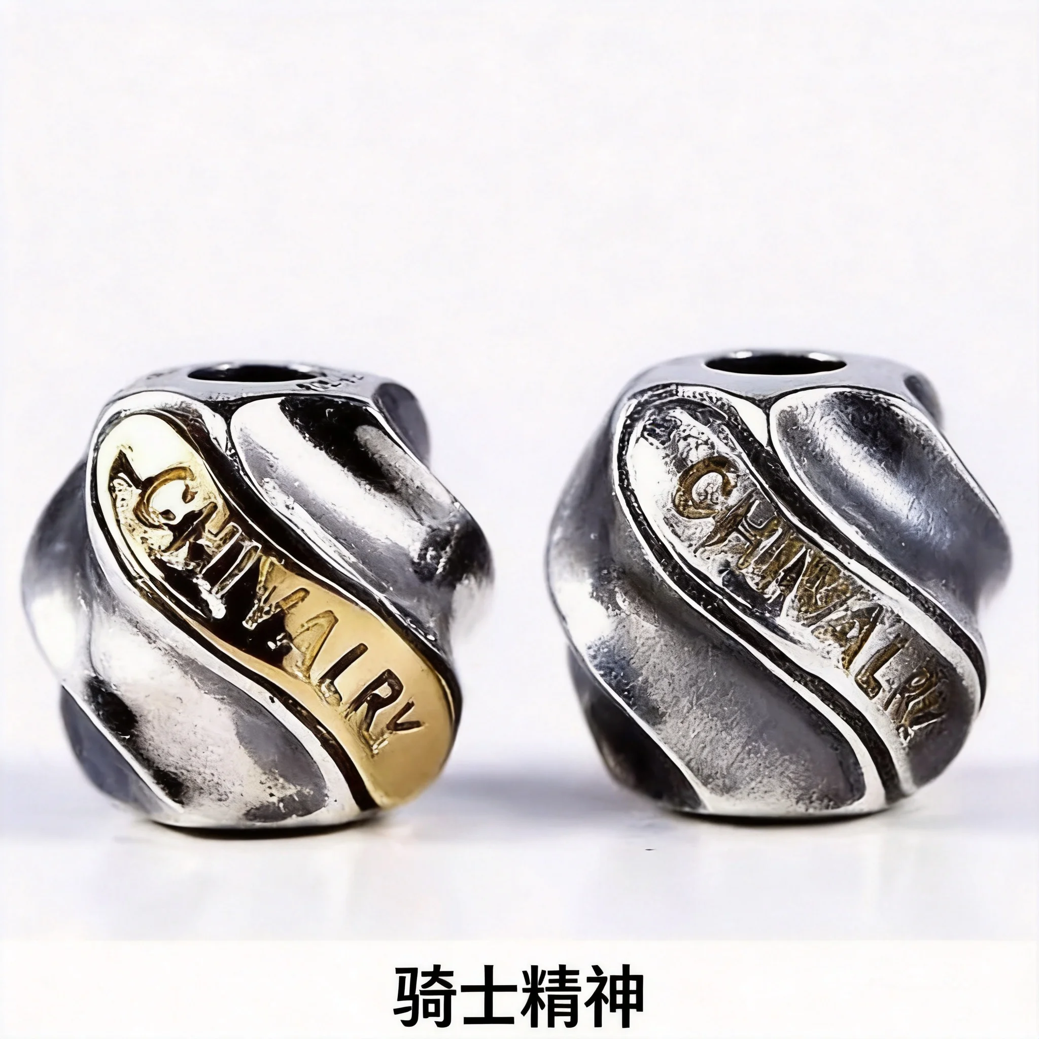 Chinese Style Auspicious Blessing Attract Wealth Tibetan Silver Twisted Spacer Bead Charm Two Color Optional Diy Accessory For