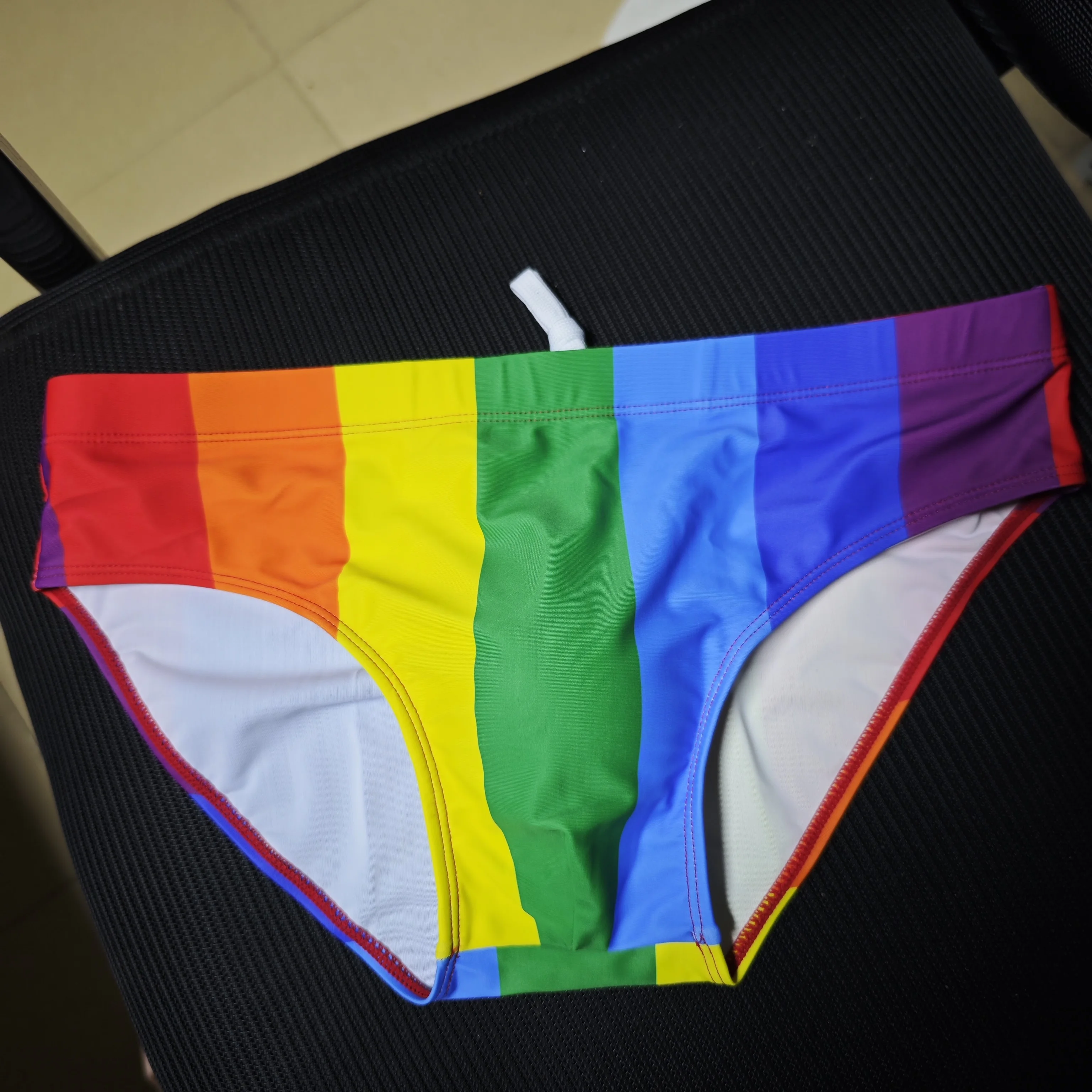 original picture men's cup rainbow striped triangle swimsuit low waist anti-embarrassment hot spring swimsuit cross-border0113zb