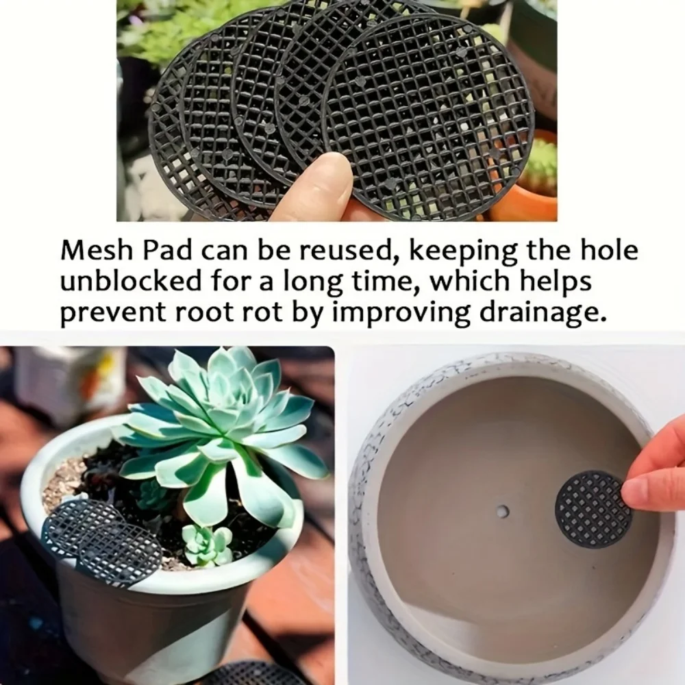100 Round Flower Pot Hole Mesh Pads, Anti-Leak Gaskets, Pot Bottom Mesh Pads, Garden Drainage Mesh Filters, Garden Flower and Plant Supplies view 4