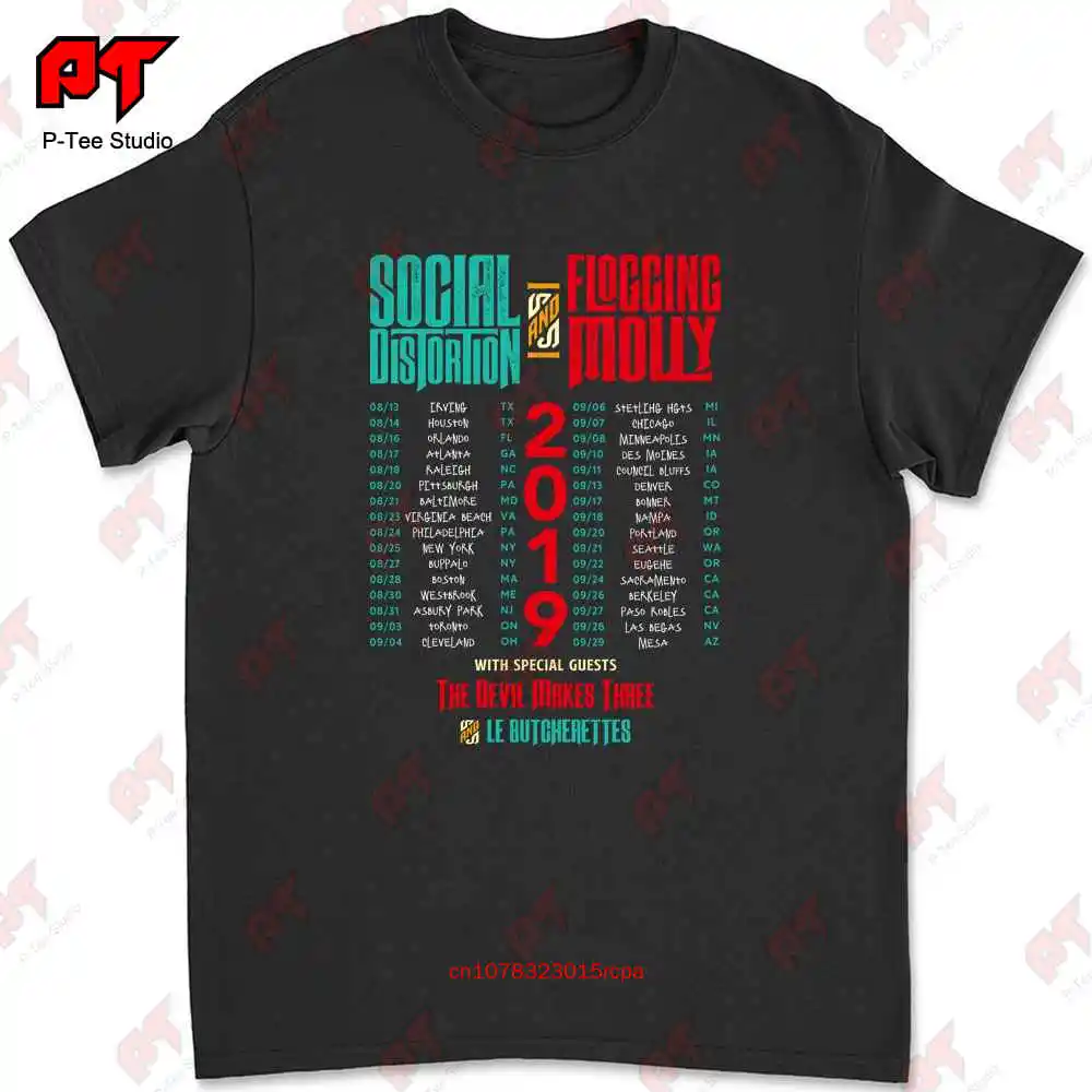 Social Distortion And Flogging Molly 2019 Concert Tour T Shirt JF1H