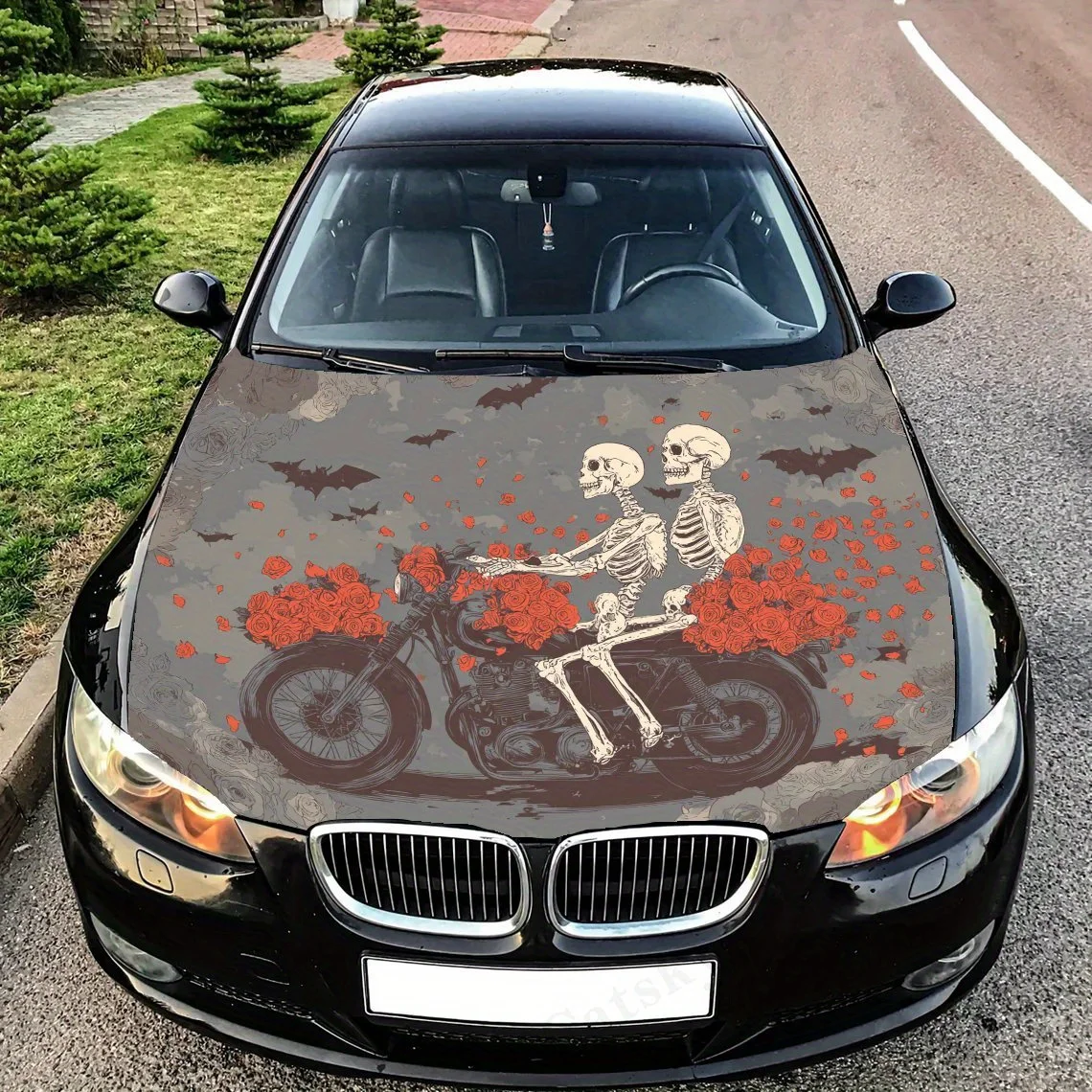 

Skeleton Couple Car Vinyl Wraps - Suitable For Most Engine Hood,Bubble-free Design,Waterproof,Cleanable And Convenient Durable C