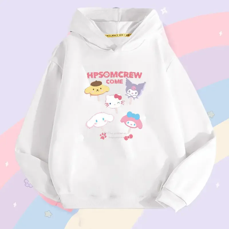 Sanrio Kawaii Hello Kitty Meisjes Sweatshirts met capuchon My Melody Kuromi Anime Cartoon Prachtige huidvriendelijke jassen met lange mouwen