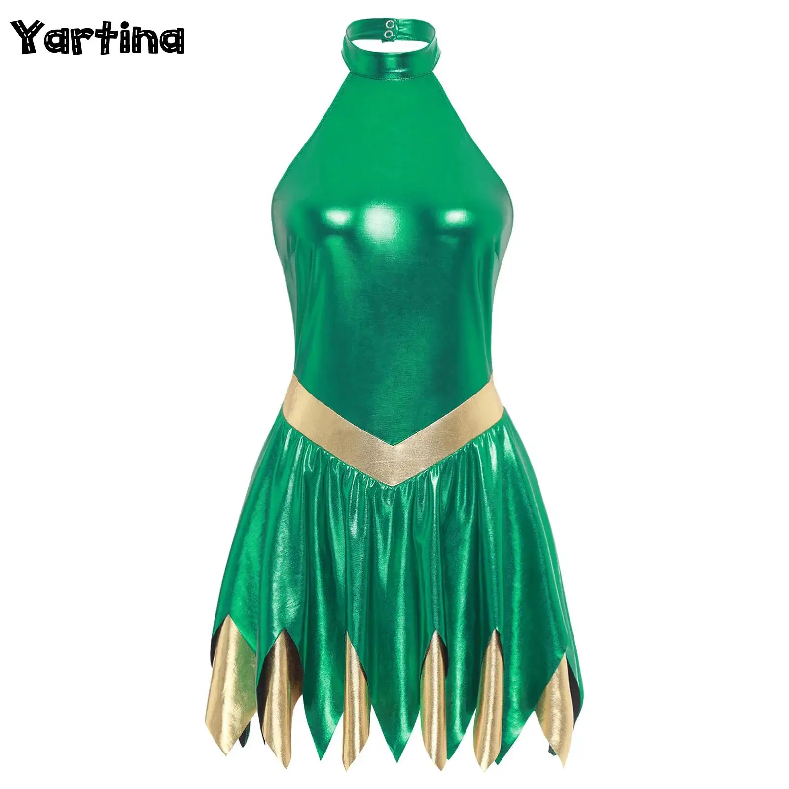 

Women Fairy Tale Princess Carnival Cosplay Dress Costume Halter Irregular Hem A-line Dress Halloween Party Performance Costume