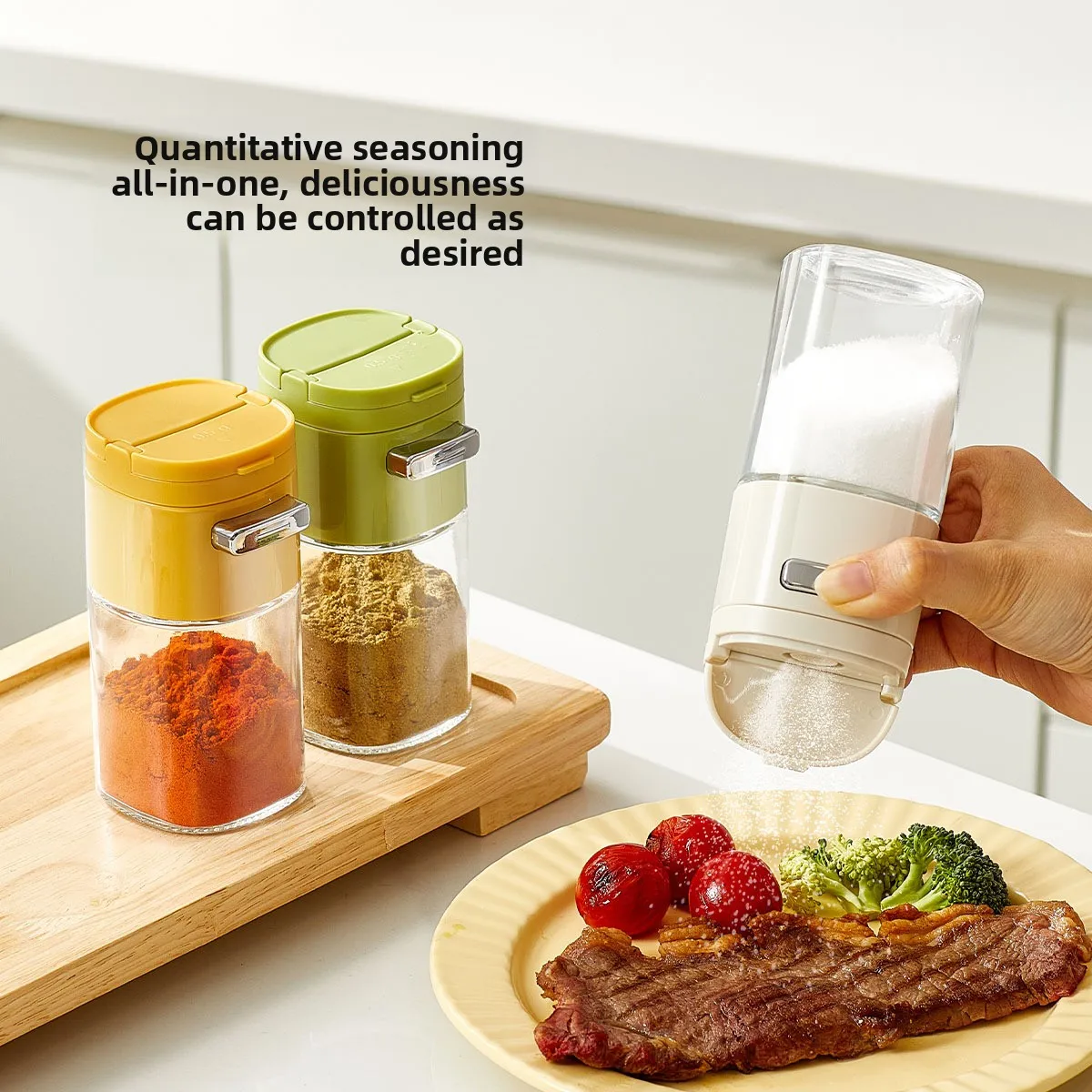 

Стеклянная количественная банка для приправ на 180 мл, бутылка для контроля соли прессового типа, кухонная бытовая банка для приправ, герметичная банка для соли