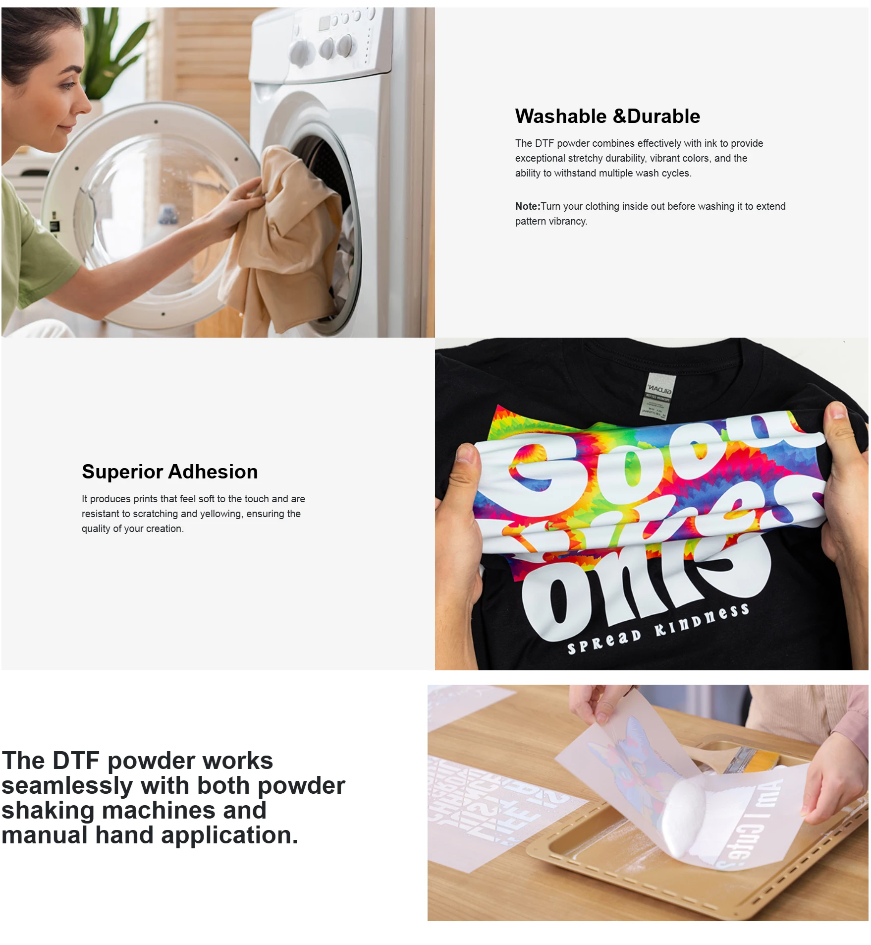 DTF Powder For Direct Transfer Film Printing For DTF Ink Printing PET Film Printing TPU Hot Melt Adhensive Powder White & Black