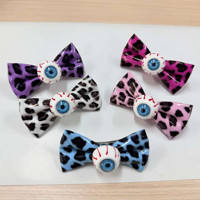 Colorful Leopard Bow Hair Clip, Creative Cosplay Accessory