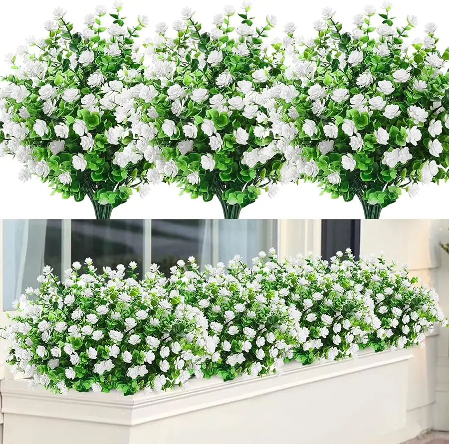 

Artificial Flowers Outdoor Fake Flowers for Decoration UV Resistant No Fade Faux Plastic Plants Garden Porch Window Box Décor (1