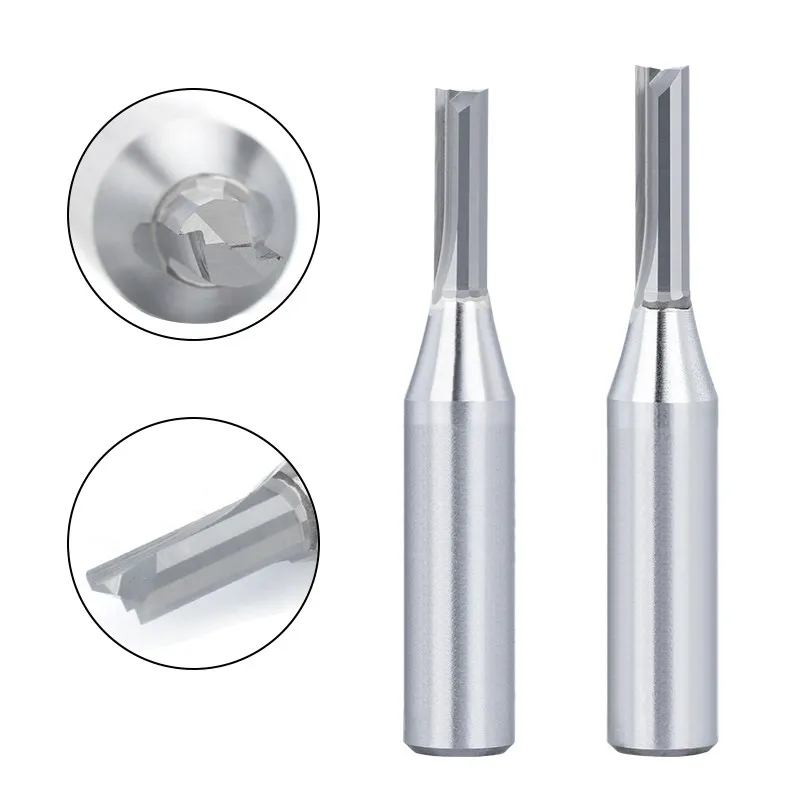 Schaft fräser 2 Flöten gerade Fräser 1/2 (12,7mm) 1/4 (6,35mm) Schaft Hartmetall Schlitz schneiden Schnitzen für Holz MDF CNC Werkzeuge – Detail 7
