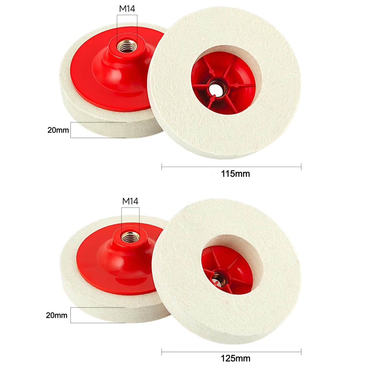 

For Angle Grinder Metal Marble Glass Car Polish Tool 3PC 115mm / 125mm Wool Polishing Wheel M14 Buffing Pad Felt Grinding Disc