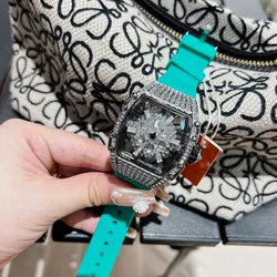 Luxe Merk Dames Horloge Sneeuwvlok Strass Draaiende Diamant Gezicht Voor Vrouwen Siliconen Band Sport Quartz Richard Horloge