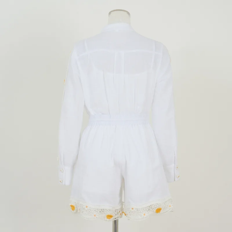 Primavera 2025 New Sle Holiday Wind Linen Flower irt Vita alta in pizzo Dr Faion da donna Thiened Spring Dr Vita ampia