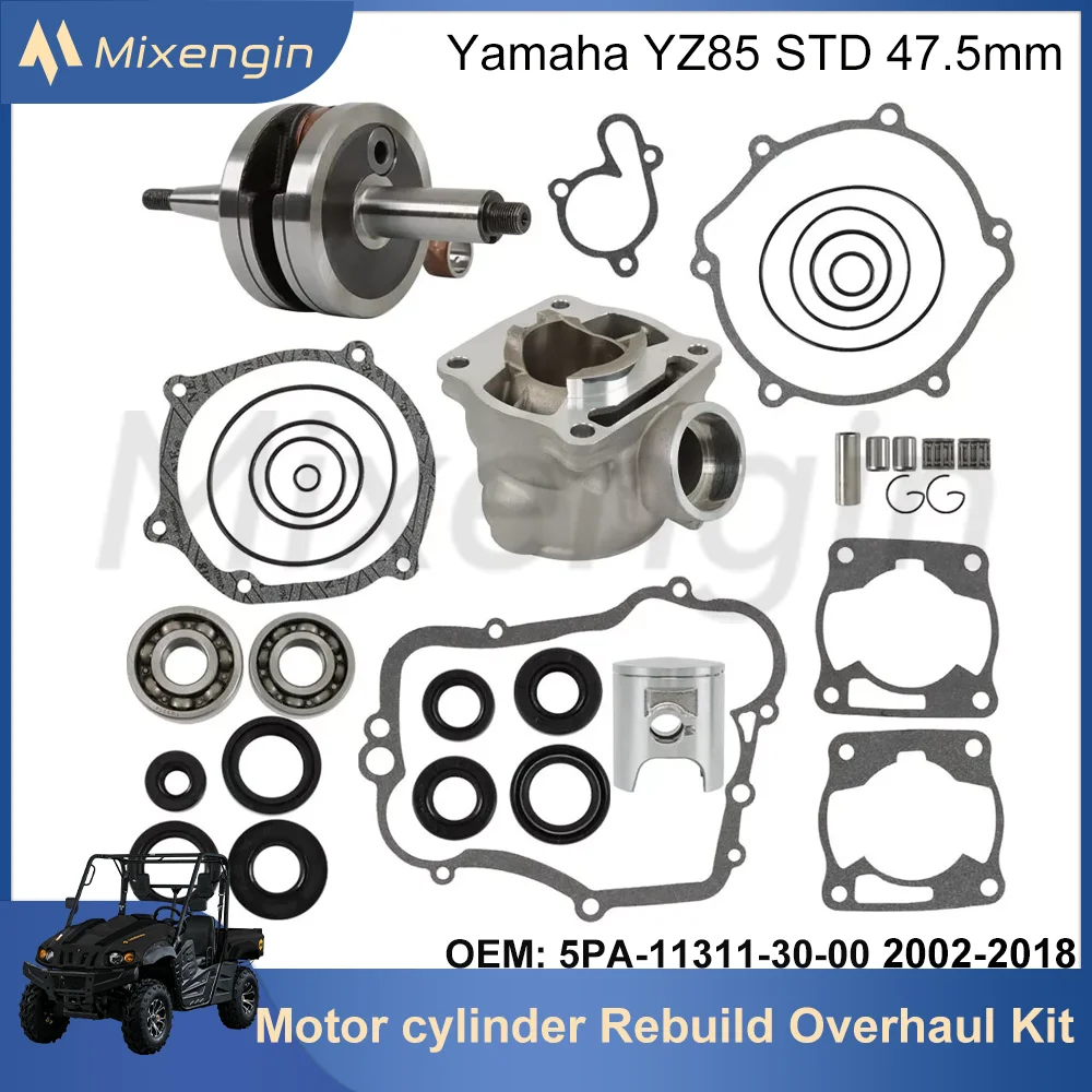 

STD 47.5mm 85cc For Yamaha YZ85 2002-2018 5PA-11311-30-00 Engine Parts cylinder Crankshaft piston gasket Rebuild Overhaul Kit