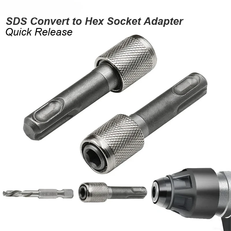 

SDS Plus Convert To 1/4 Hex Shank Adapter Hexagonal Converter Electric Hammer Power Screwdriver Bit Holder Socket Impact Driver