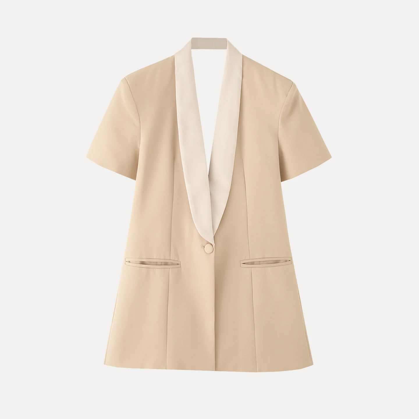 Ele Bal ort Sve Anzug Jaet Damen Casual Sle Polyesterfaser V-Ne Knopfverschluss Farbe Z