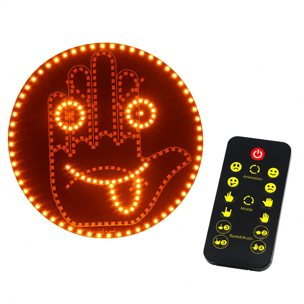 LED Hand Gesture Sign Warning Brake Light Creative Fun Three Models Gesture Lamp Car Interior Rear Windshield
