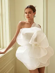 AEL Big Flower Mini Dress Lady Fashion Elegant Sexy Solid Bodycon Sleeveless Dress High Waist