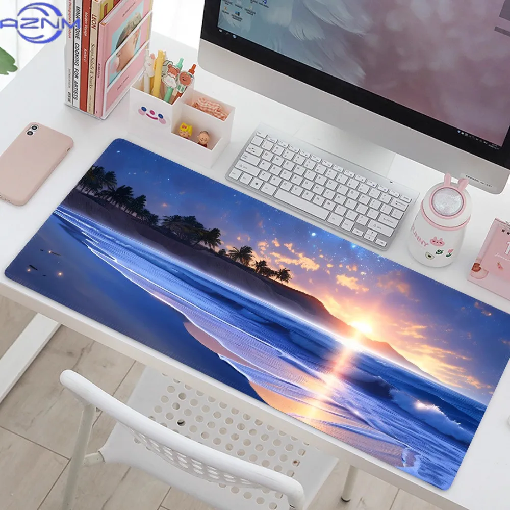 Dreamy Wave Mouse Pad Large Beach Landscape Office Desk Pads Thickened Lock Edge Seaside Computer Keyboard Mat