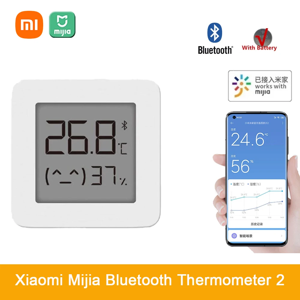 

Bluetooth-термометр Xiaomi Mijia 2, беспроводной умный электрический цифровой прибор для измерения влажности, с приложением Mijia