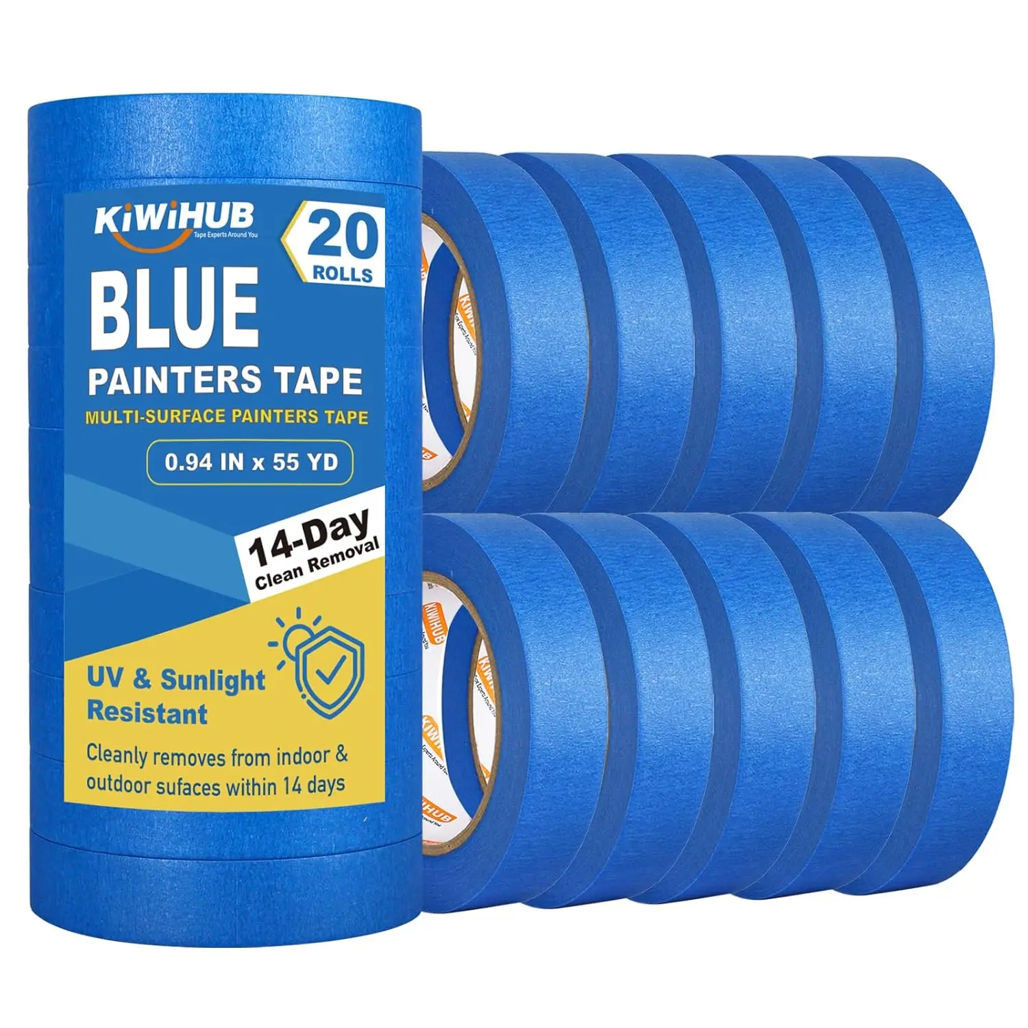 

Blue Painters Tape - 20 Rolls Masking Tape 1 inch Wide, Multi-Surface No Residue Blue Tape for Walls, Painting, Packing