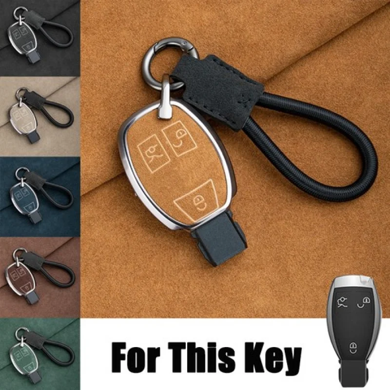 

A+ Zinc Alloy Suede Leather Car Key Case cover For Benz GLS GLK A B C E S G SLK ML