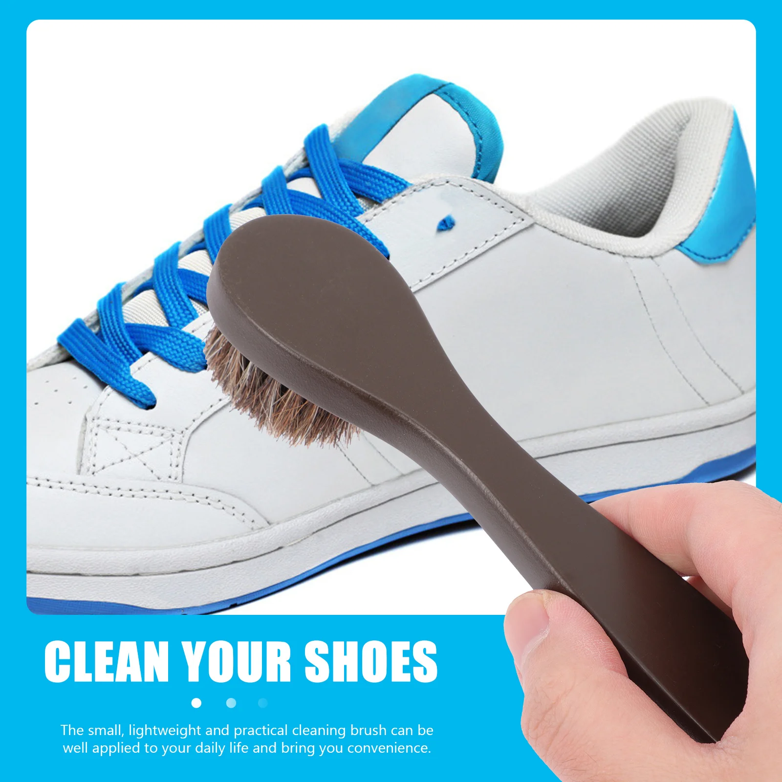 

2pcs Shoe Brush For Shoes Horse Mane Bristles Long Handle Non-Scratch Polishing Cleaning Tool Shoes Care Accessory