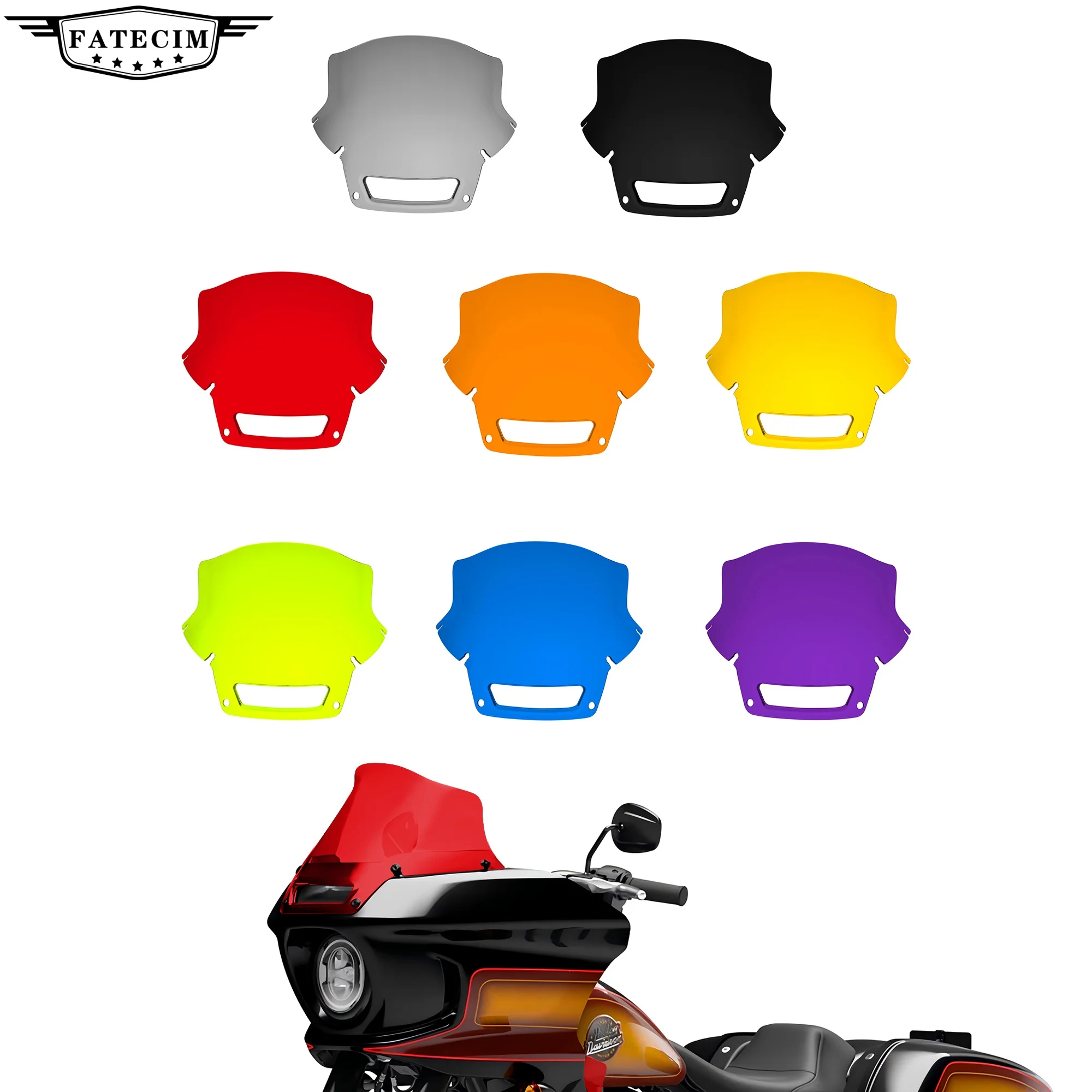 Vordere 9-Zoll-Windschutzscheibe für Motorräder, bunte ST-Windschutzscheibe für Harley Softail Low Rider ST/FXLRST 2023+ & El Diablo FXRST 2022-2024