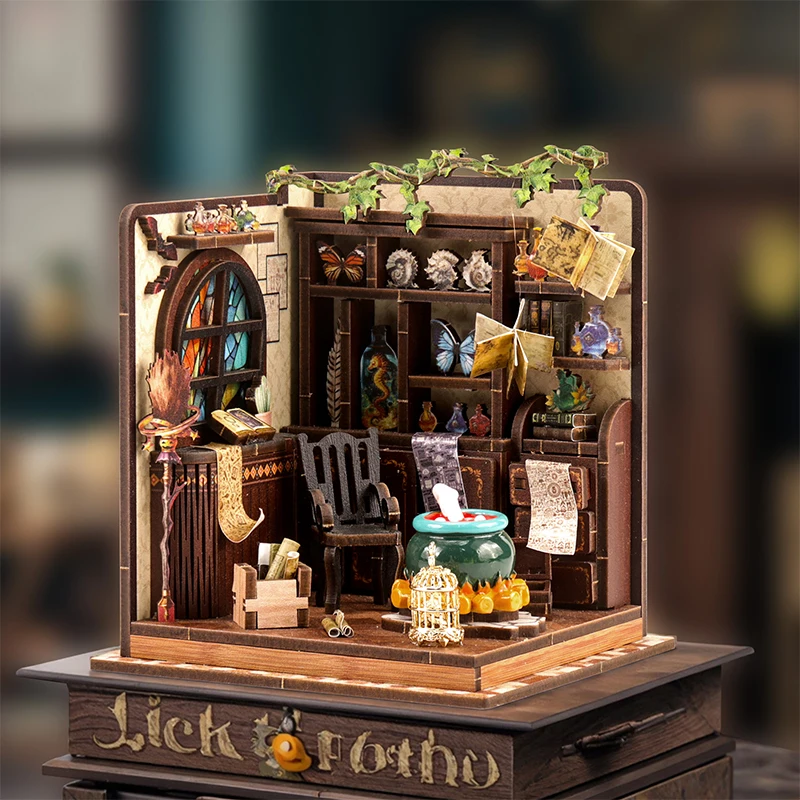 

DIY Wooden Miniature Model Kit Assembled Magic Fantasy Doll Houses 3D Puzzle Dollhouse With Furniture Lights for Friends Gifts