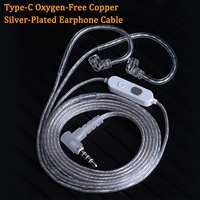 KZ Type-C Oxygen-Free Copper Silver-Plated Earphone Cable 0.75MM Gold-plated Pin Fever Copper Headphones Replace Type-C Cables